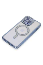 Newface iPhone 14 Pro Max Kılıf Joke Simli Magneticsafe Kılıf - Mavi - Görsel 3
