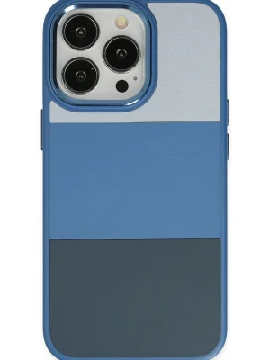 Newface iPhone 14 Pro Max Kılıf King Kapak - Açık Mavi-Lacivert