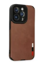 Newface iPhone 14 Pro Max Kılıf Loop Deri Silikon - Kahverengi - Görsel 2