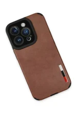 Newface iPhone 14 Pro Max Kılıf Loop Deri Silikon - Kahverengi - Görsel 3
