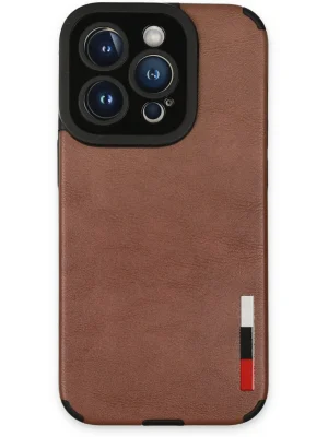 Newface iPhone 14 Pro Max Kılıf Loop Deri Silikon - Kahverengi