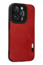 Newface iPhone 14 Pro Max Kılıf Loop Deri Silikon - Kırmızı - Görsel 2