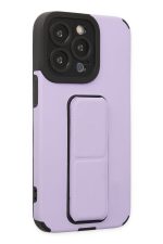 Newface iPhone 14 Pro Max Kılıf Mega Standlı Silikon - Lila - Görsel 5