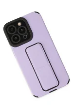 Newface iPhone 14 Pro Max Kılıf Mega Standlı Silikon - Lila - Görsel 2