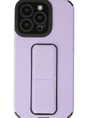 Newface iPhone 14 Pro Max Kılıf Mega Standlı Silikon - Lila
