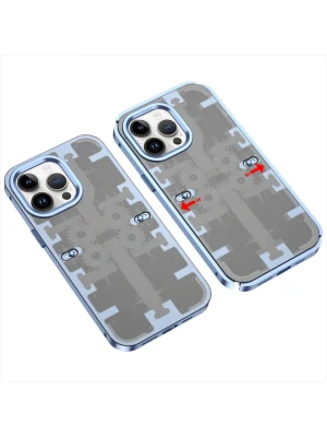 Newface iPhone 14 Pro Max Kılıf Mekanik Bumper Kapak - Mavi