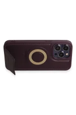 Newface iPhone 14 Pro Max Kılıf Merkür Magneticsafe Standlı Kapak - Derin Mor - Görsel 3