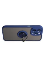 Newface iPhone 14 Pro Max Kılıf Montreal Yüzüklü Silikon Kapak - Lacivert - Görsel 4