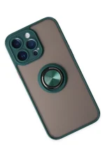 Newface iPhone 14 Pro Max Kılıf Montreal Yüzüklü Silikon Kapak - Yeşil - Görsel 3