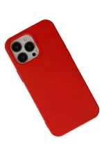 Newface iPhone 14 Pro Max Kılıf Nano içi Kadife Silikon - Kırmızı - Görsel 3