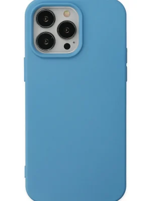 Newface iPhone 14 Pro Max Kılıf Nano içi Kadife Silikon - Mavi