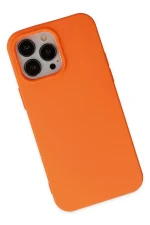 Newface iPhone 14 Pro Max Kılıf Nano içi Kadife Silikon - Turuncu - Görsel 3