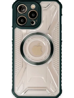 Newface iPhone 14 Pro Max Kılıf Prag Magneticsafe Kapak - Koyu Yeşil