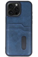 Newface iPhone 14 Pro Max Kılıf Sara Kartvizitli Deri Kılıf - Lacivert - Görsel 2