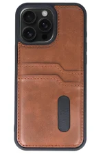 Newface iPhone 14 Pro Max Kılıf Sara Kartvizitli Deri Kılıf - Taba - Görsel 2
