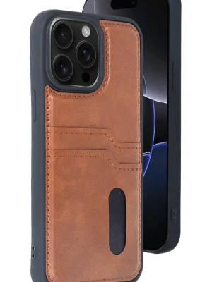 Newface iPhone 14 Pro Max Kılıf Sara Kartvizitli Deri Kılıf - Taba