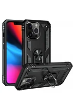 Newface iPhone 14 Pro Max Kılıf Sofya Yüzüklü Silikon Kapak - Siyah - Görsel 2