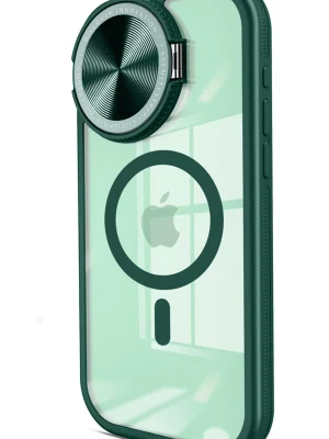 Newface iPhone 14 Pro Max Kılıf Teleskop Lens Magsafe Silikon Kapak - Koyu Yeşil