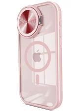 Newface iPhone 14 Pro Max Kılıf Teleskop Lens Magsafe Silikon Kapak - Pembe