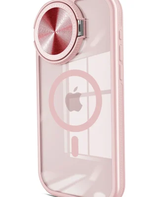 Newface iPhone 14 Pro Max Kılıf Teleskop Lens Magsafe Silikon Kapak - Pembe