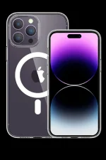 Newface iPhone 14 Pro Max Kılıf Tron Şeffaf Magsafe Kapak - Mavi - Görsel 5