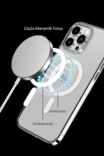Newface iPhone 14 Pro Max Kılıf Tron Şeffaf Magsafe Kapak - Mavi - Görsel 8