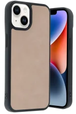 Newface iPhone 15 Kılıf Aras Deri Kapak - Pudra