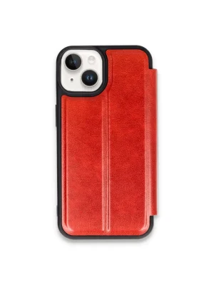 Newface iPhone 15 Kılıf Flip Cover - Kırmızı