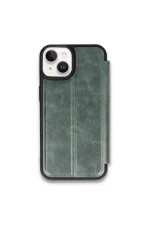 Newface iPhone 15 Kılıf Flip Cover - Koyu Yeşil