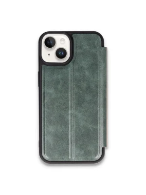 Newface iPhone 15 Kılıf Flip Cover - Koyu Yeşil