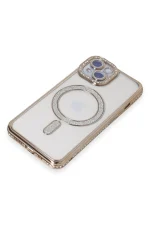 Newface iPhone 15 Kılıf Joke Simli Magneticsafe Kılıf - Gold - Görsel 3