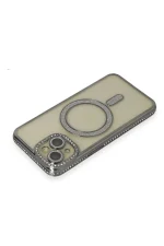 Newface iPhone 15 Kılıf Joke Simli Magneticsafe Kılıf - Gri - Görsel 2