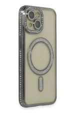 Newface iPhone 15 Kılıf Joke Simli Magneticsafe Kılıf - Gri