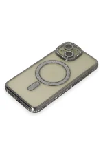 Newface iPhone 15 Kılıf Joke Simli Magneticsafe Kılıf - Gri - Görsel 3