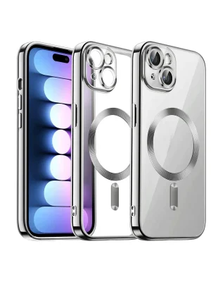 Newface iPhone 15 Kılıf Kross Magneticsafe Kapak - Gümüş