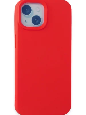 Newface iPhone 15 Kılıf Nano içi Kadife Silikon - Kırmızı
