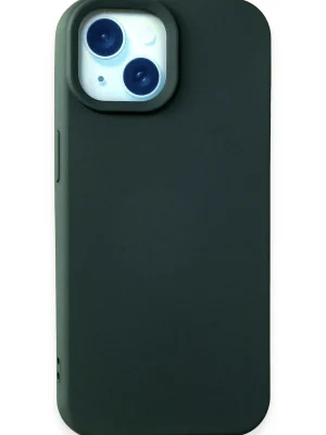Newface iPhone 15 Kılıf Nano içi Kadife Silikon - Koyu Yeşil