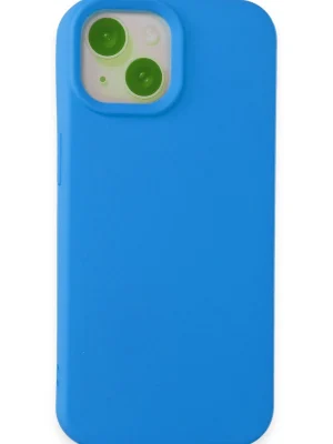 Newface iPhone 15 Kılıf Nano içi Kadife Silikon - Mavi