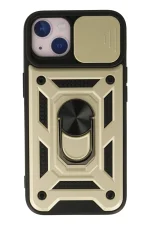 Newface iPhone 15 Kılıf Pars Lens Yüzüklü Silikon - Gold