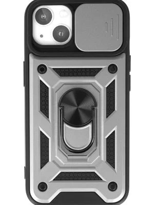 Newface iPhone 15 Kılıf Pars Lens Yüzüklü Silikon - Gümüş