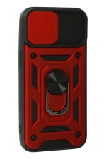 Newface iPhone 15 Kılıf Pars Lens Yüzüklü Silikon - Kırmızı - Görsel 2