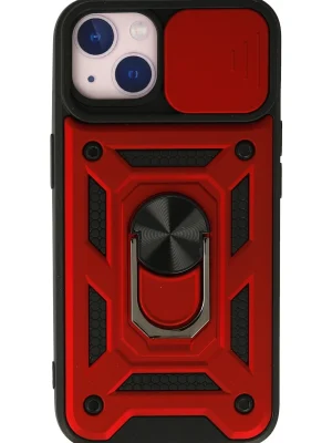 Newface iPhone 15 Kılıf Pars Lens Yüzüklü Silikon - Kırmızı