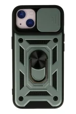 Newface iPhone 15 Kılıf Pars Lens Yüzüklü Silikon - Yeşil