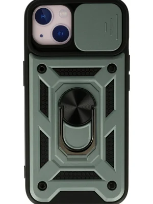 Newface iPhone 15 Kılıf Pars Lens Yüzüklü Silikon - Yeşil