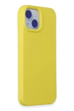 Newface iPhone 15 Plus Kılıf Nano içi Kadife Silikon - Sarı - Görsel 2