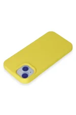 Newface iPhone 15 Plus Kılıf Nano içi Kadife Silikon - Sarı - Görsel 3