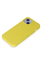 Newface iPhone 15 Plus Kılıf Nano içi Kadife Silikon - Sarı - Görsel 4