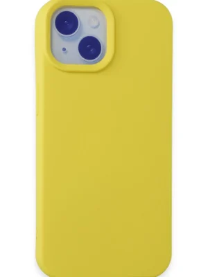 Newface iPhone 15 Plus Kılıf Nano içi Kadife Silikon - Sarı
