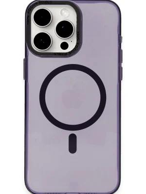 Newface iPhone 15 Pro Kılıf Anka PC Magneticsafe Sert Metal Kapak - Mor