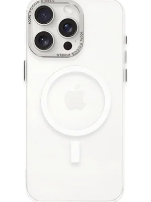 Newface iPhone 15 Pro Kılıf Anka PC Magneticsafe Sert Metal Kapak - Şeffaf